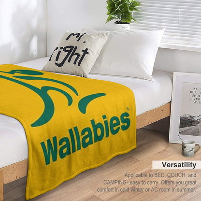 Australia Rugby Wallabies Yellow Wallaby Throw Blanket