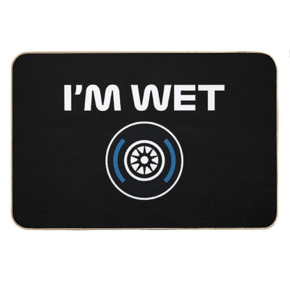 Funny Design I'm Wet (Wet Tyre Design - WhiteBlack BG) Bath Mat