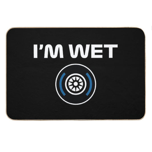 Funny Design I'm Wet (Wet Tyre Design - WhiteBlack BG) Bath Mat