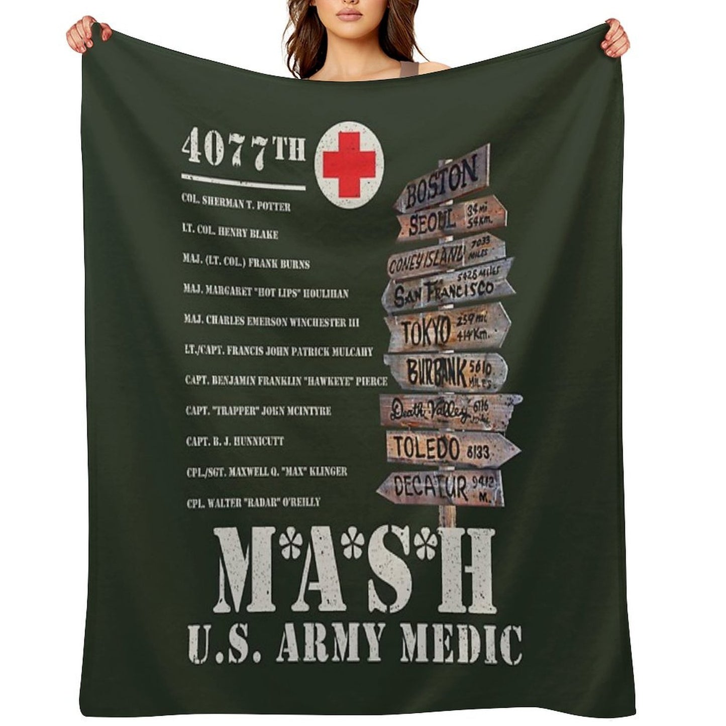 Mash TV Show Signpost Throw Blanket