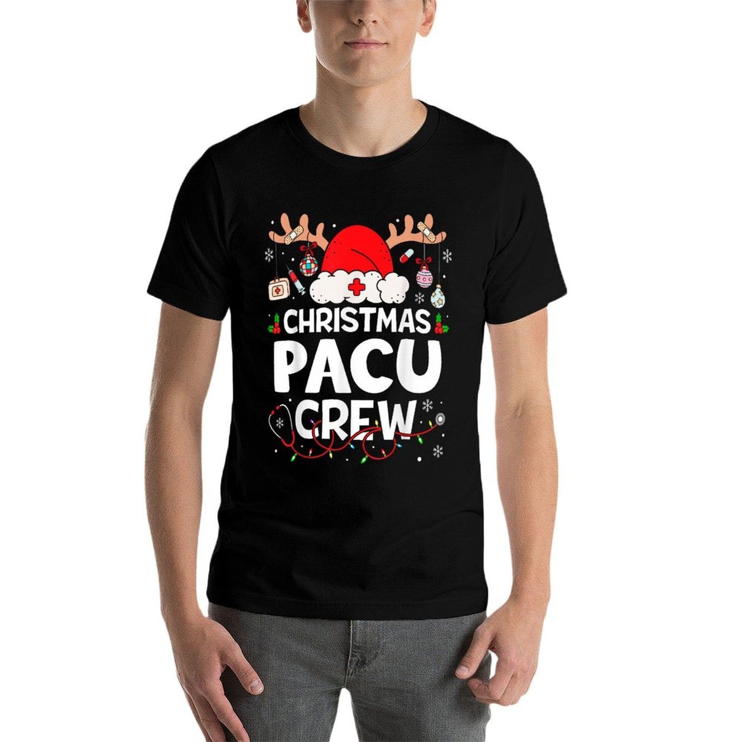 Christmas Pacu Crew Reindeer Santa Post Anesthesia Care Unit  Breathable T-Shirt