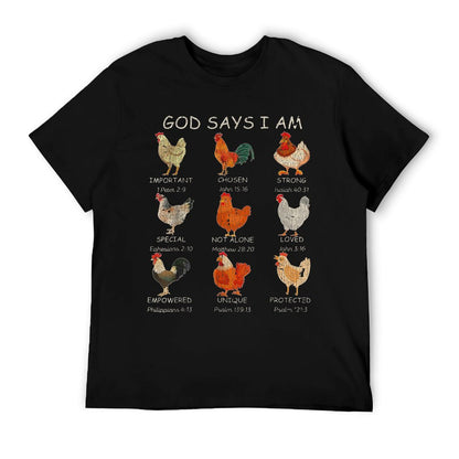 Vintage God Says I Am Bible Verse Christian Farm Chickens Re T-Shirt