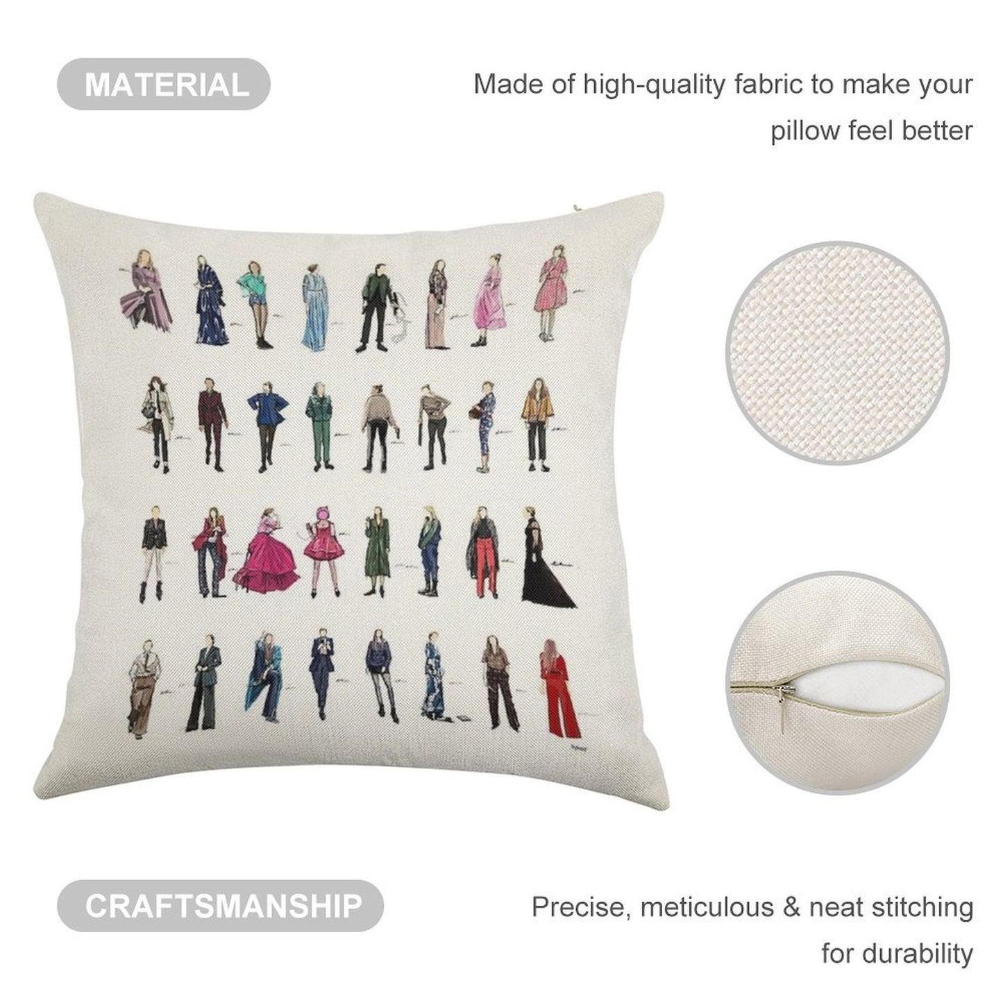 Killing Eve Villanelle Fashion Looks Version3.1 Linen Throw Pillow Cover