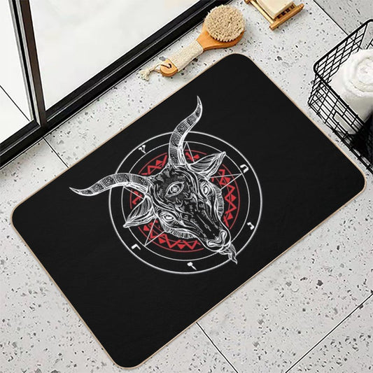 Satanic Goat Baphomet Circle Satan Symbol  Lucifer Devil Bath Mat