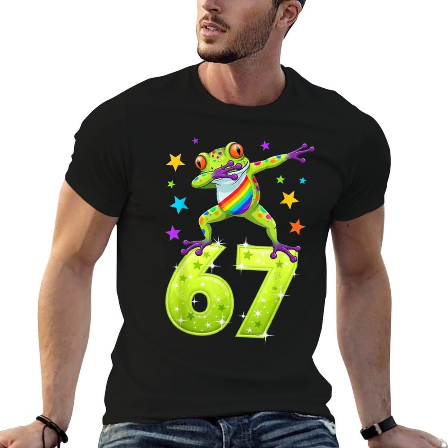 Dabbing Frog 67 Funny Six Seven Gen Z Slang Meme Cute  Moisture-wicking T-Shirt