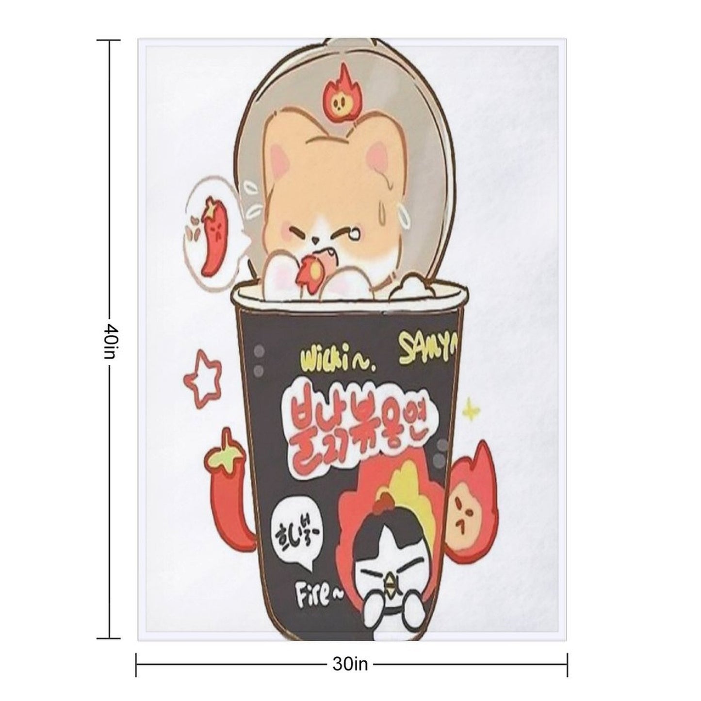 Buldak Korean Ramen Noodles Shiba Throw Blanket