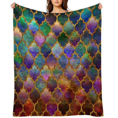 Arabic Moroccan Mosaic Pattern Throw Blanket