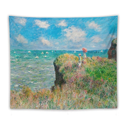 1882-Claude Monet-Cliff Walk at Pourville-66 X 82 Tapestry