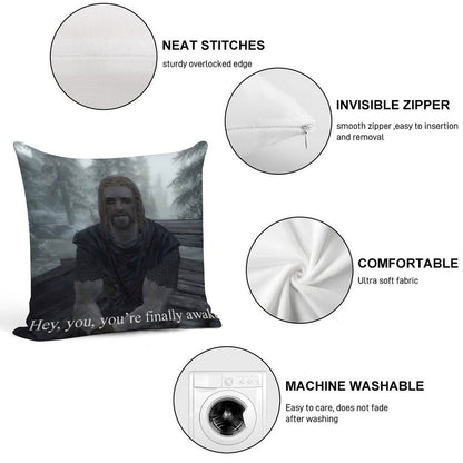 Hey You’re Finally Awake Soft Fade-Resistant Throw Pillow