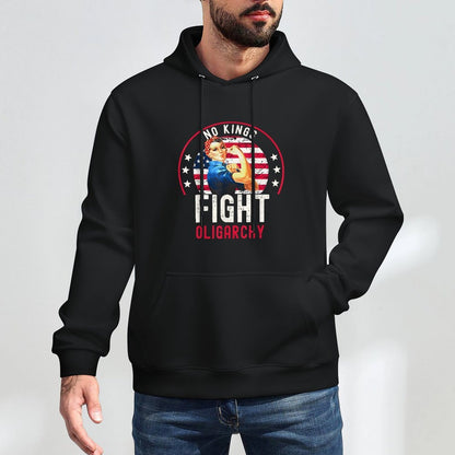 Vintage No Kings Fight Oligarchy Woman's Girl America Breathable Fabric Hoodie
