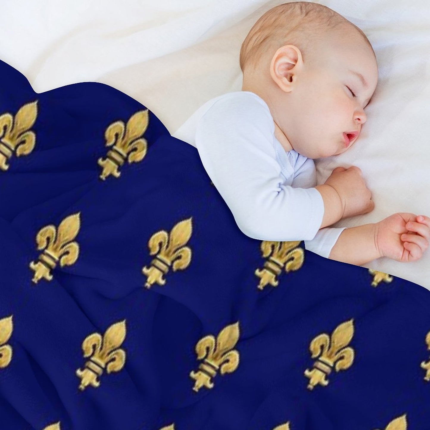 Royal Fleur De Lys Blue Throw Blanket