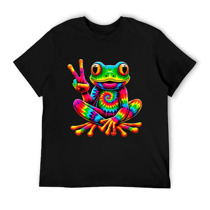 Tie-Dye Frog Peace Sign Hippie  Quick-drying T-Shirt