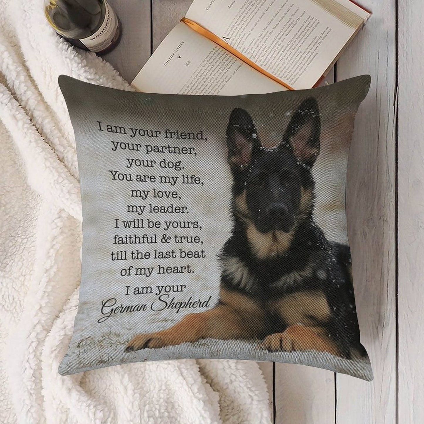 I Am Your German Shepherd Linen Throw Pillow Cover