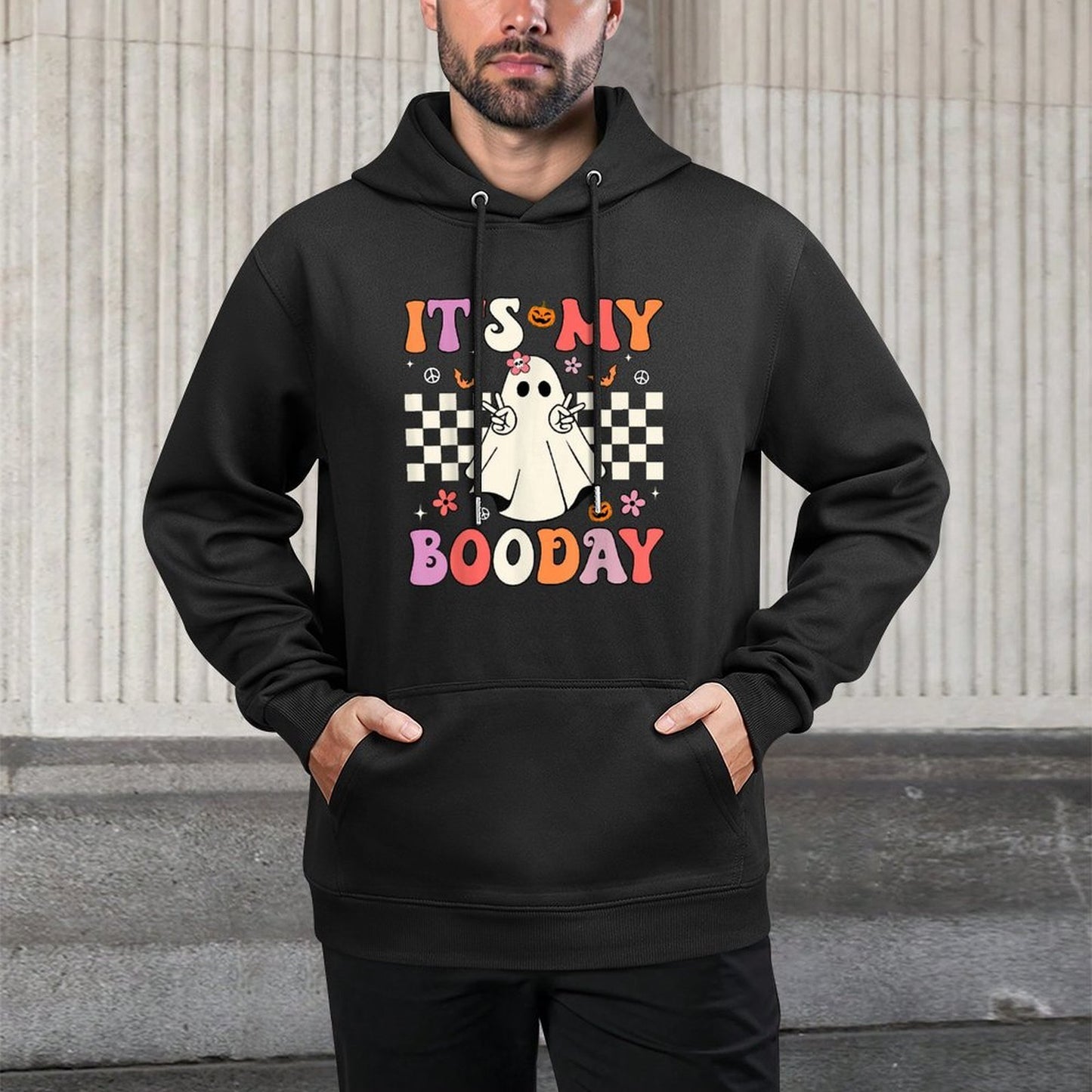 Its My Boo Day Halloween Birthday Ghost Anniversary Girls Kangaroo Pocket Hoodie