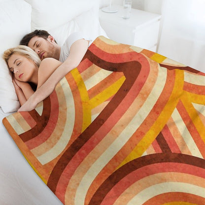Vintage Orange 70's Style Rainbow Stripes Throw Blanket