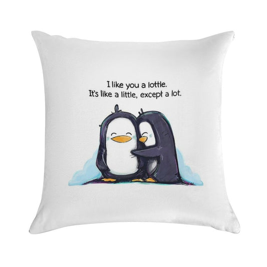 I Like You A Lottle Penguins Soft Warmth Comfort Throw Pillow