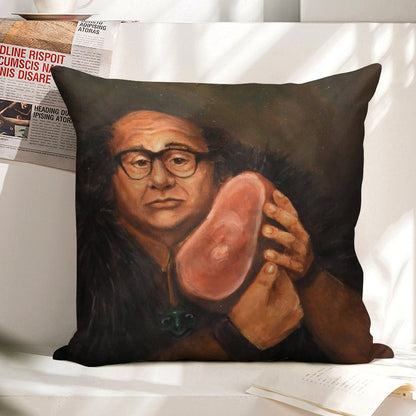 Danny Devito And His Beloved Ham Linen Throw Pillow Cover