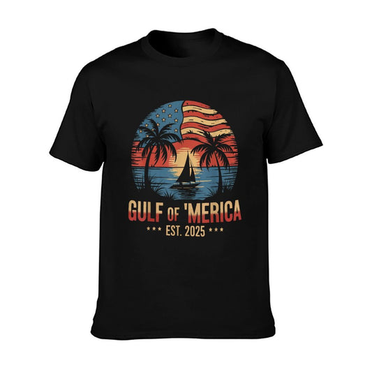 Gulf of &#39;Merica Vintage USA Flag Retro Coastal Sunset T-Shirt