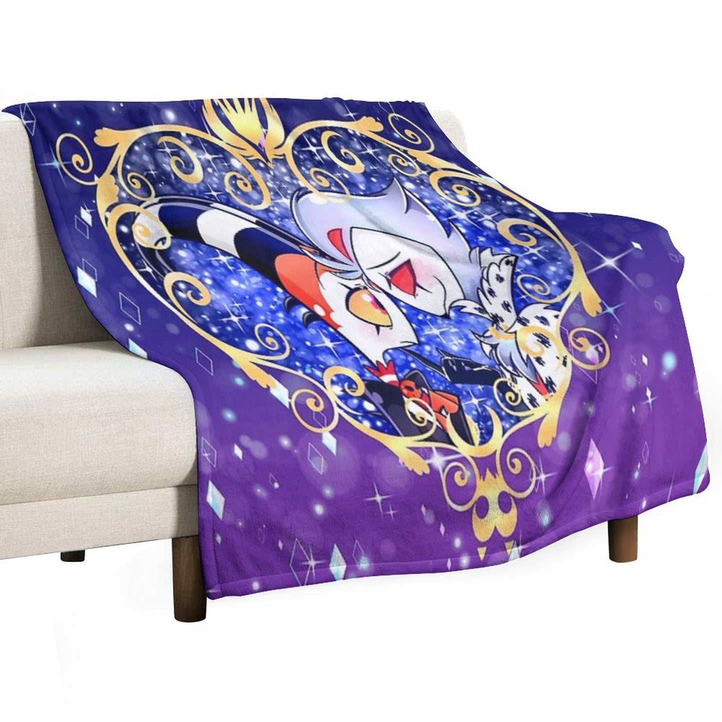 Helluva Boss Stolas And Blitzo Heart Frame Throw Blanket