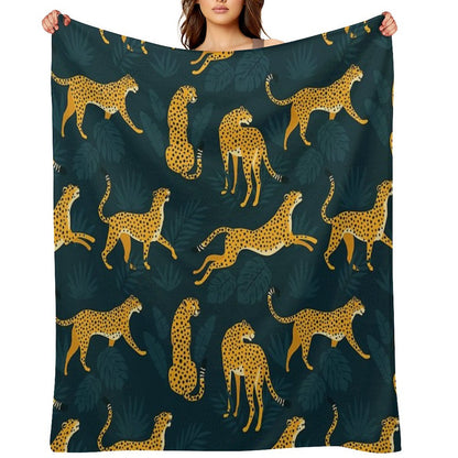 Night Cheetah Pattern Throw Blanket