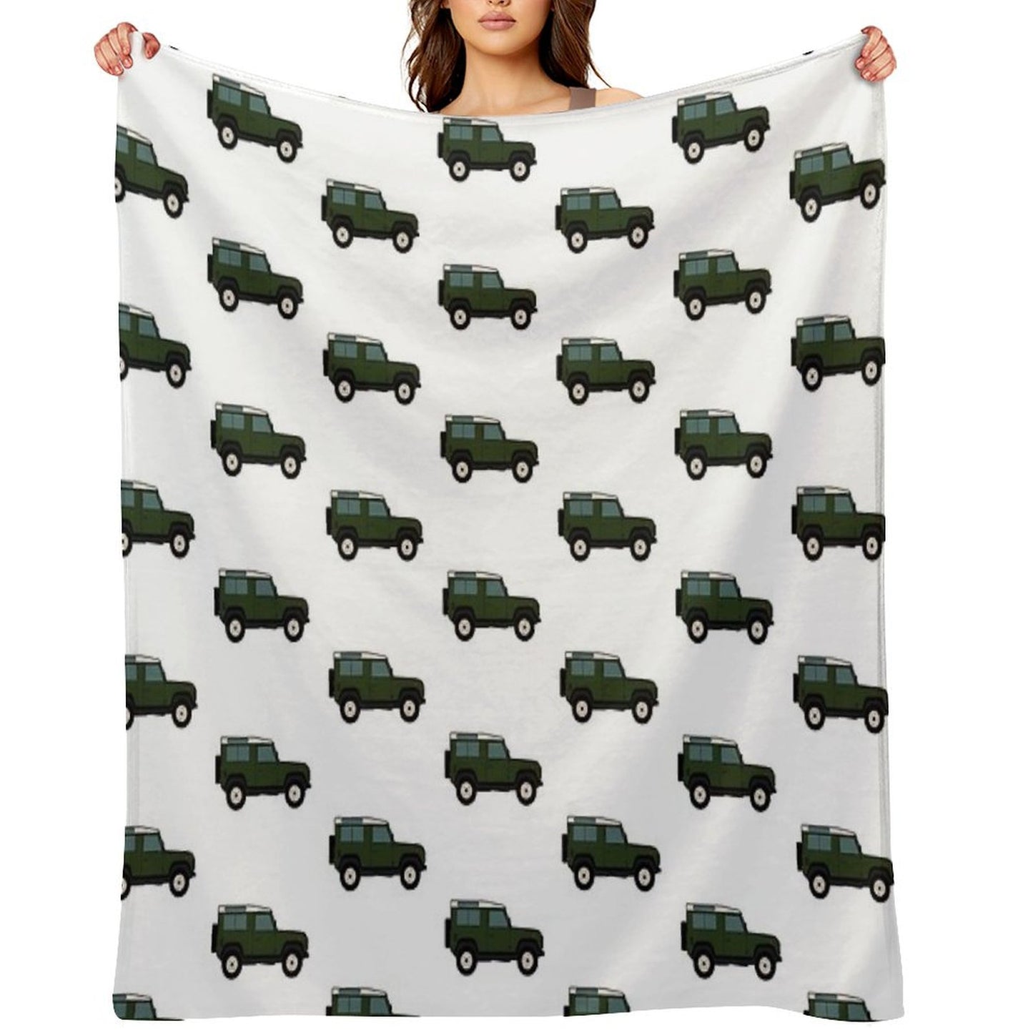 Defender SUV - British Racing Green Throw Blanket