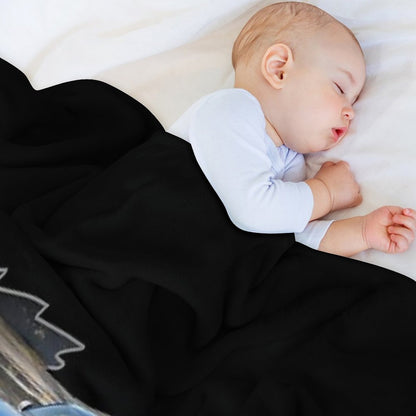 Ford Mustang GT Logo Emblem Design (Blue on Black) Throw Blanket