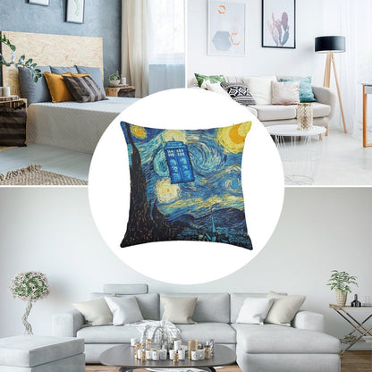 Starry Night Linen Throw Pillow Cover