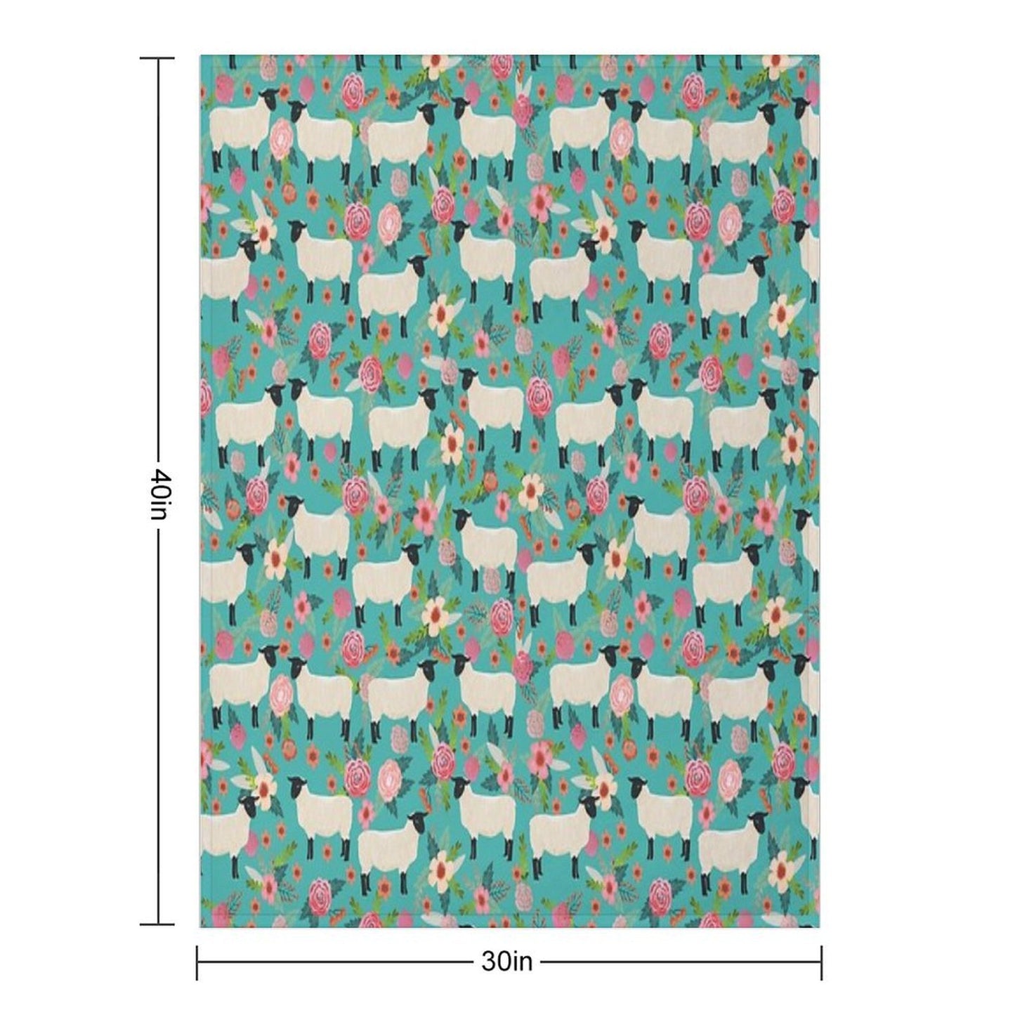 Sheep Farm Sanctuary Florals Pattern Cute Gifts for Animal Lovers Throw Blanket