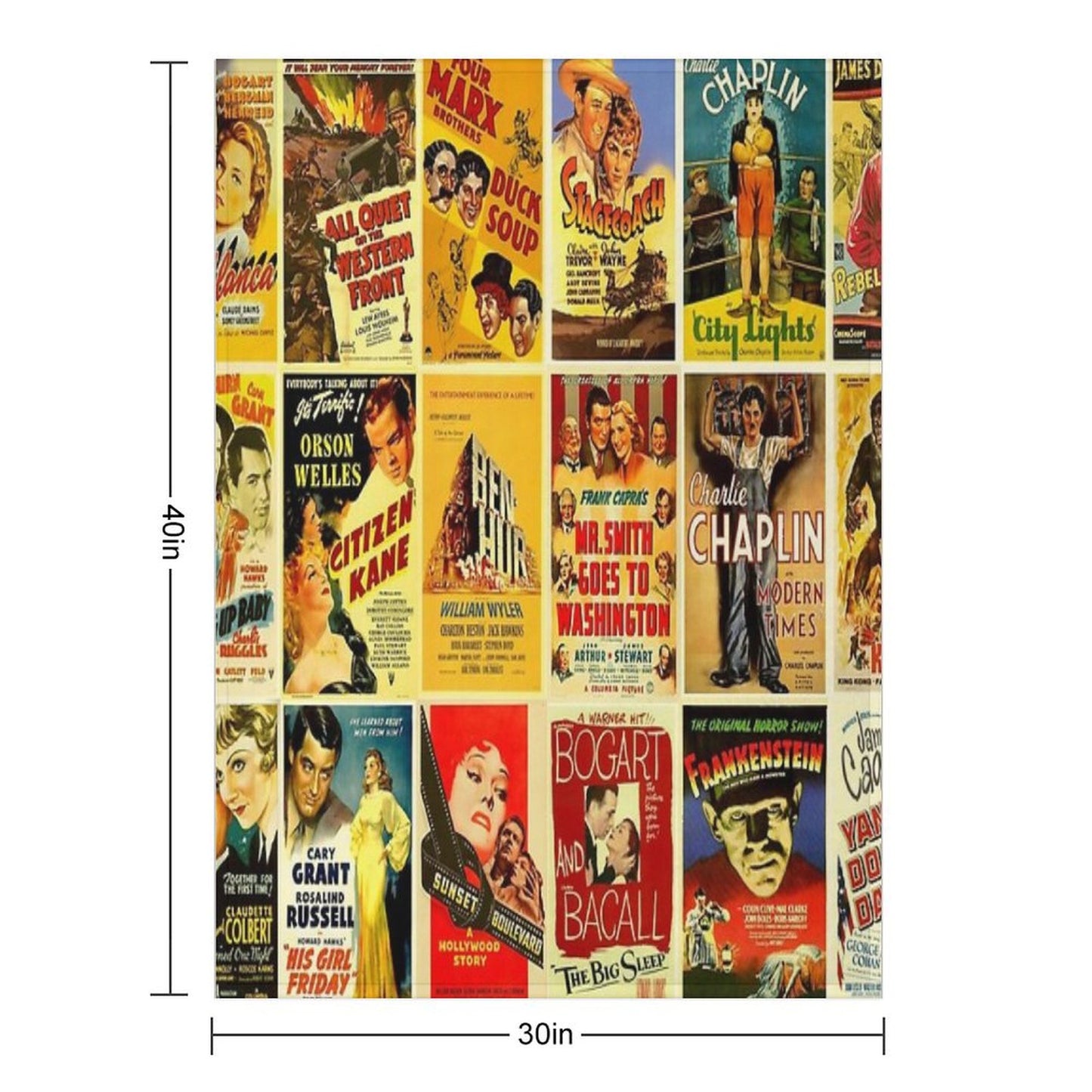 Vintage Hollywood Classic Movie Posters Throw Blanket