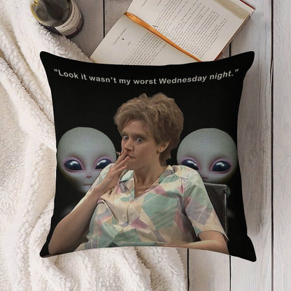 Kate Mckinnon Aliens Linen Throw Pillow Cover