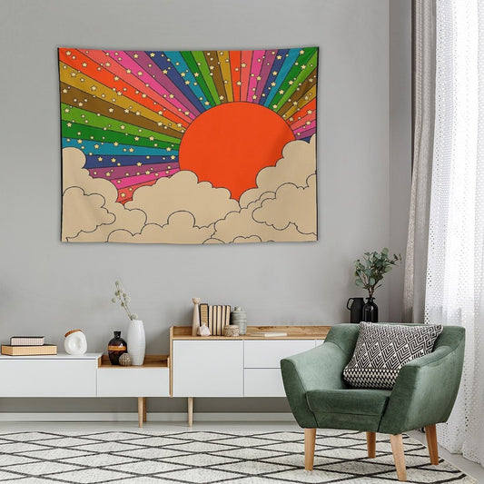 Rainbow 70s Sun Tapestry