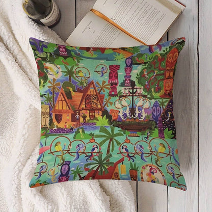 The ORIGINAL Enchanted Tiki Room Collage Linen Throw Pillow Cover
