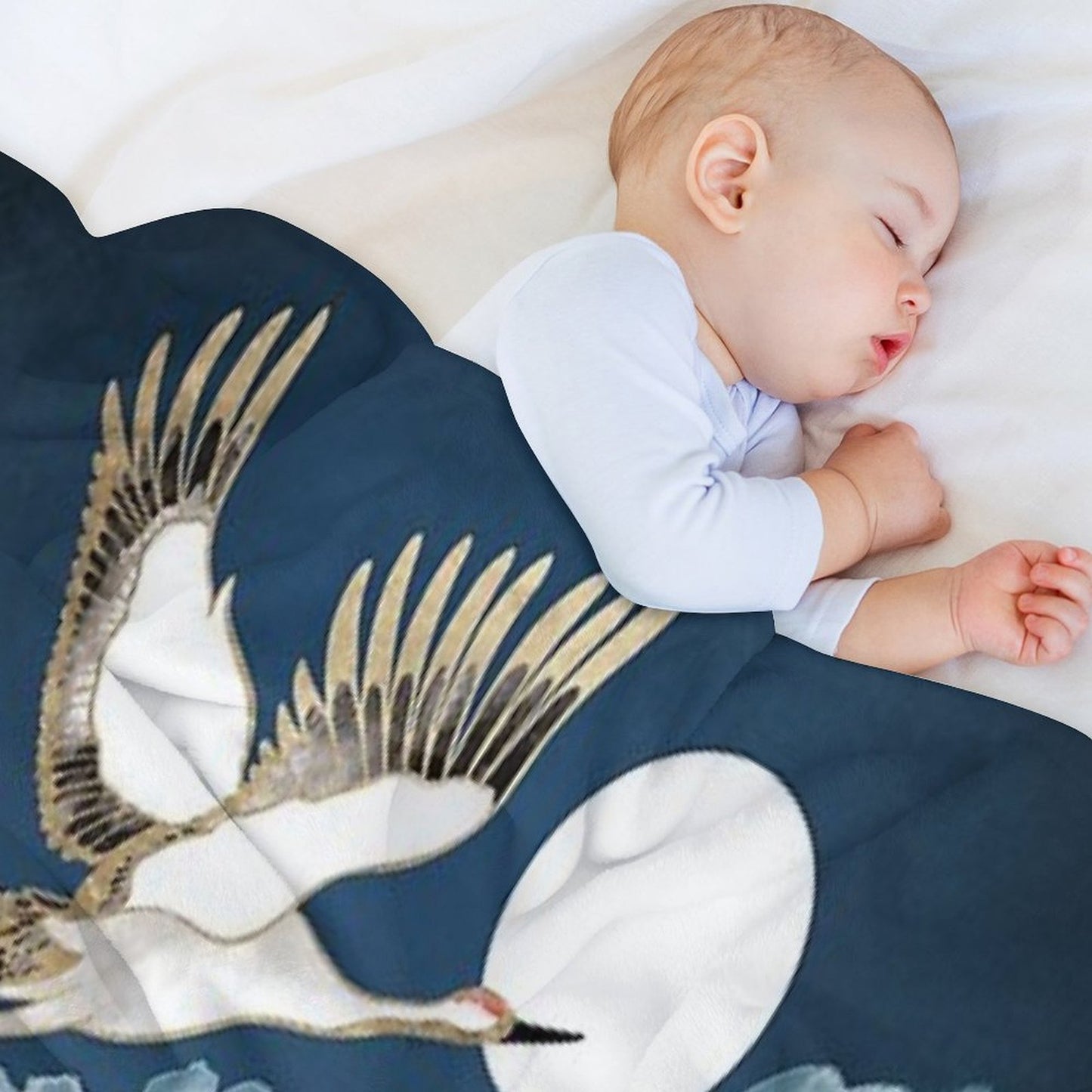 Midnight Cranes Throw Blanket