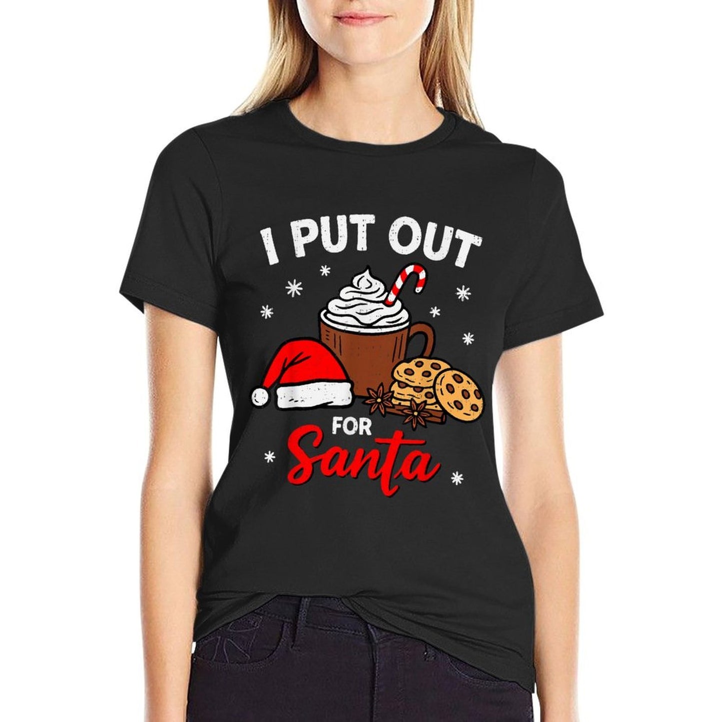 I Put Out for Santa Funny Xmas Christmas Couple Matching  Stretchy T-Shirt