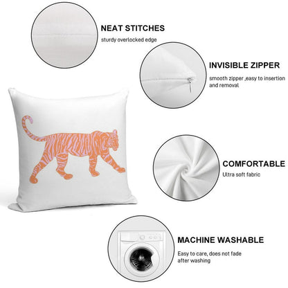 Orange And Pink Tiger Soft Multiple Sizes Throw Pillow