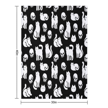 Cats And Skulls Pattern Throw Blanket
