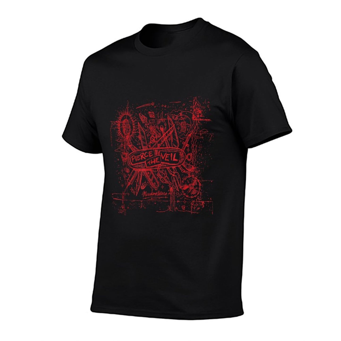 Pierce The Veil - Misadventures Cover in Red Print  Tagless Design T-Shirt