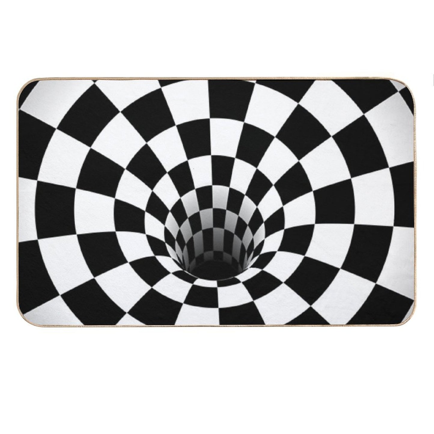 Optical Illusion Black Hole Checkerboard (BlackWhite) Bath Mat