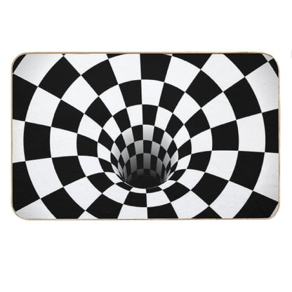 Optical Illusion Black Hole Checkerboard (BlackWhite) Bath Mat