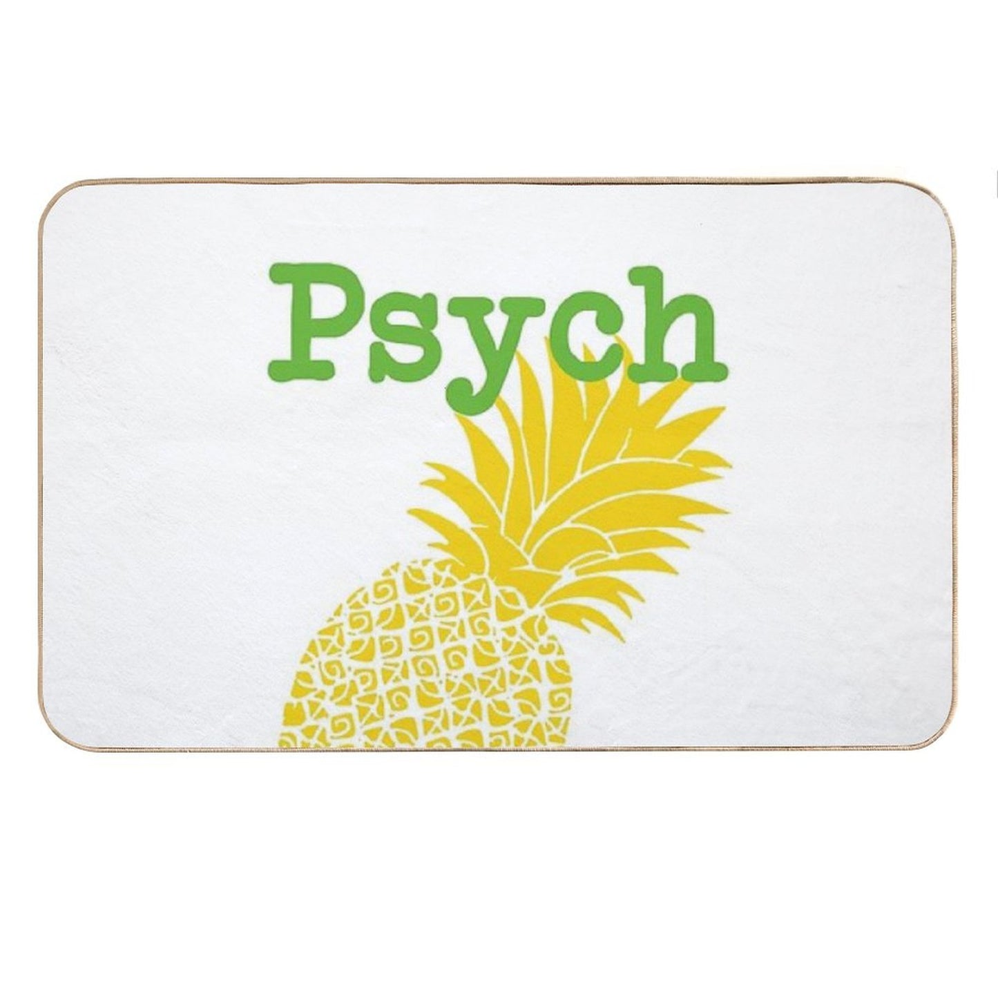 Minimalist Psych TV Show Pop Culture Lime Yellow Fun Green Pineapple Bath Mat
