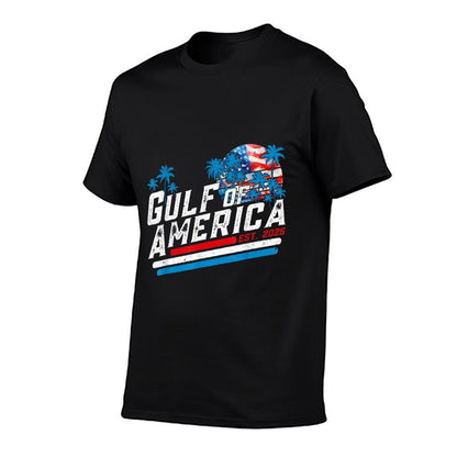 Retro Gulf Of USA America Est 2025 American Gulf Mexico  Rolled Sleeves T-Shirt