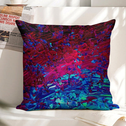 ETERNAL TIDE Bold Rich Colorful Deep Purple Fuchsia Magenta Turquoise Royal Blue Ombre Waves Abstract Acrylic Painting Linen Throw Pillow Cover
