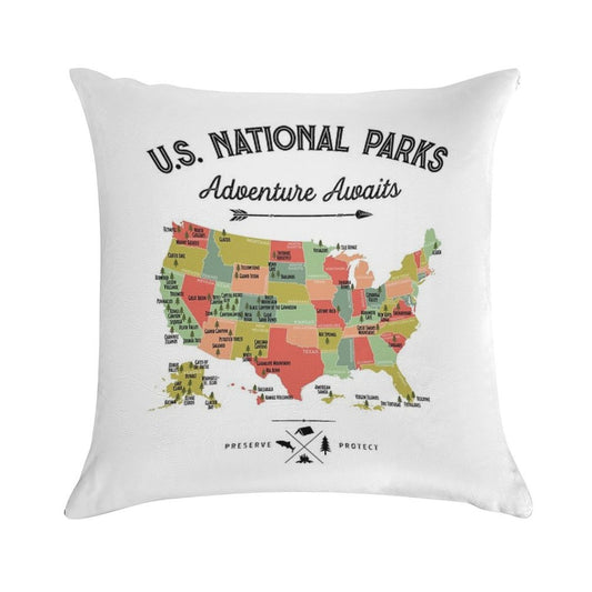 National Park Map Vintage T Shirt - All 63 National Parks Gifts T-shirt Men Women Kids Soft Luxury Feel Throw Pillow