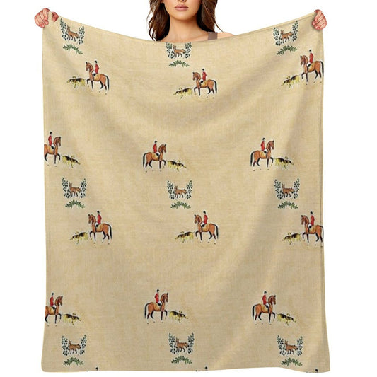 English Country Foxhunt Throw Blanket