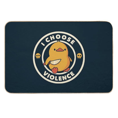 I Choose Violence Funny Duck by Tobe Fonseca  Pet-Safe Bath Mat