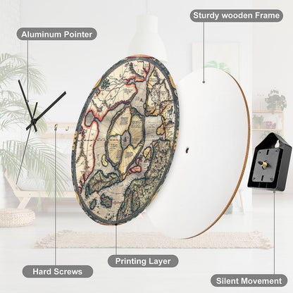 1595 Flat Earth Map Wall Clock