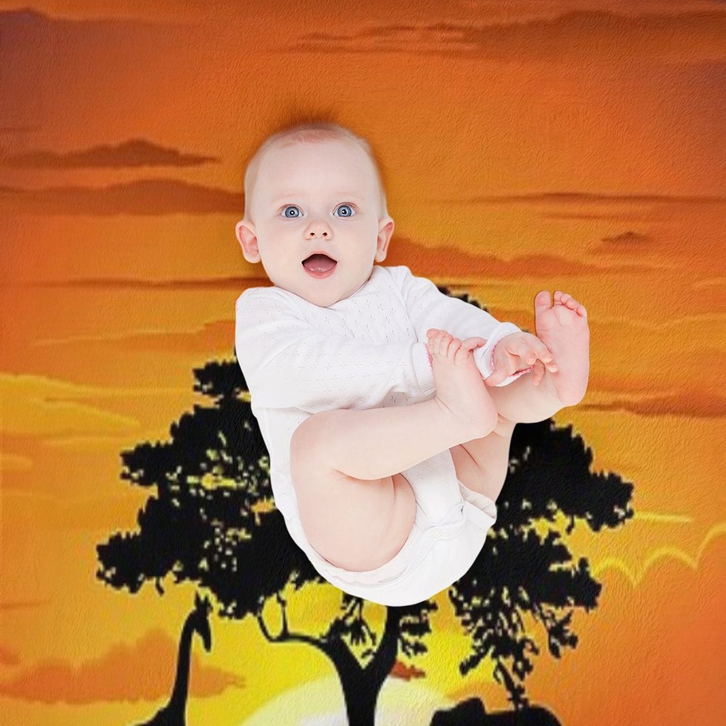 Wild Animals on African Savanna Sunset Throw Blanket