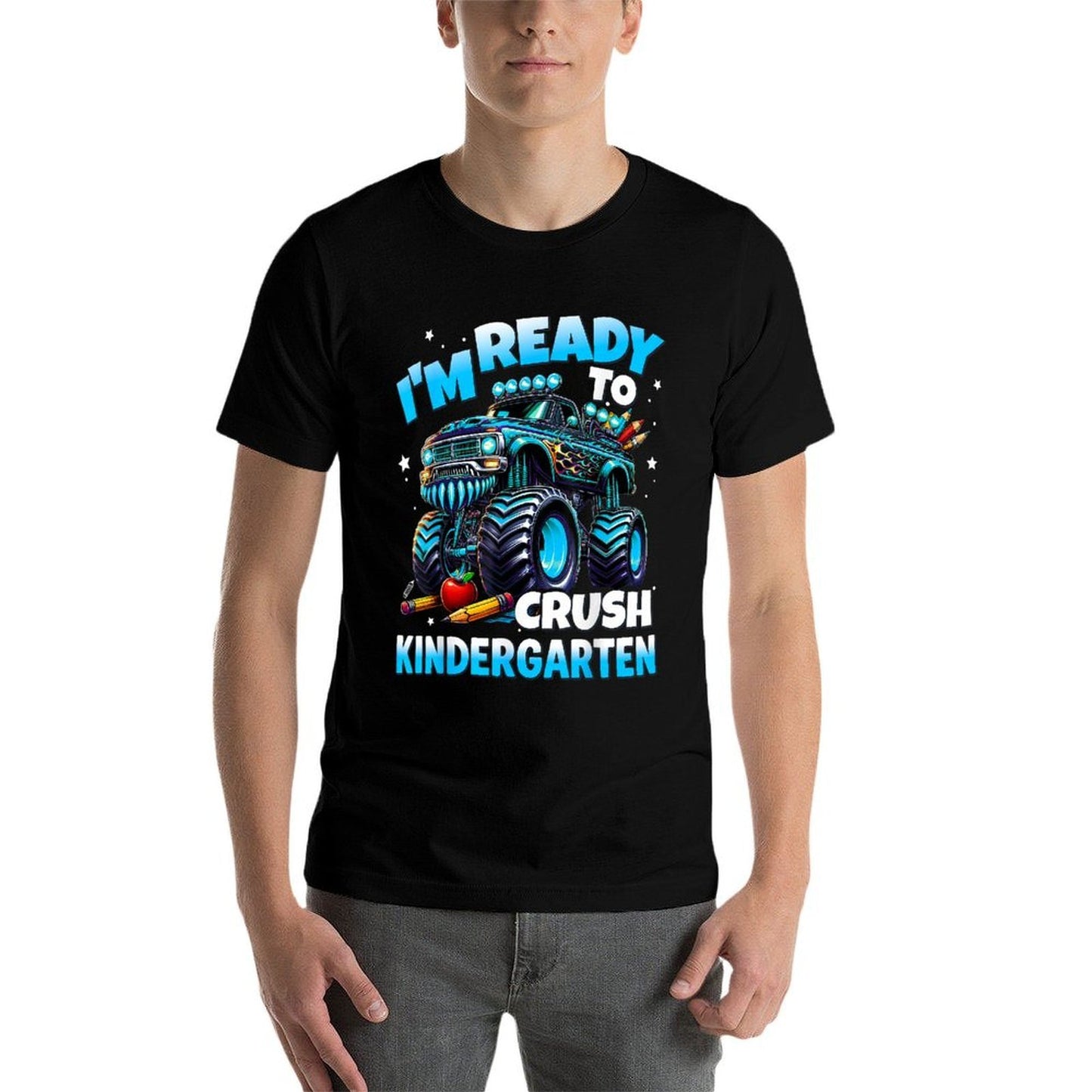 Im Ready To Crush Kindergarten First Day of Boys  Ribbed Collar T-Shirt