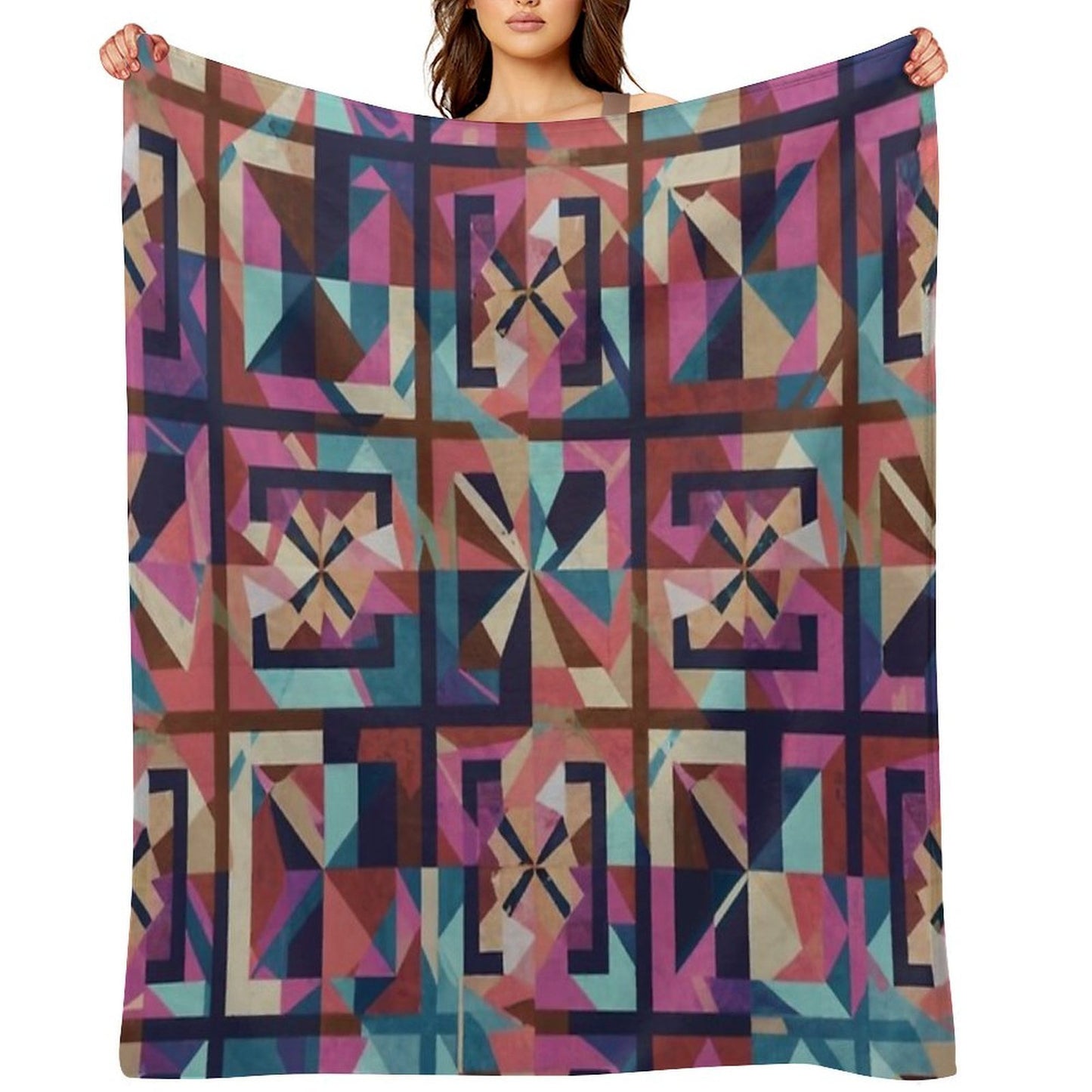 Abstract Tiles Pattern Throw Blanket