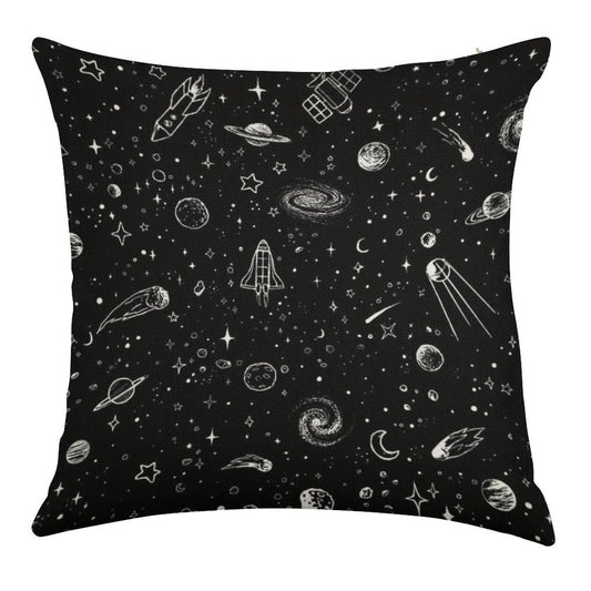 Space Linen Throw Pillow Cover